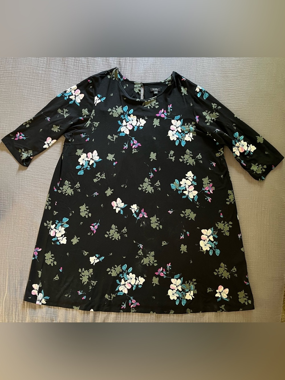 J. Jill Wearever Collection rayon/spandex 3/4 sleeve floral print dress EUC 3X